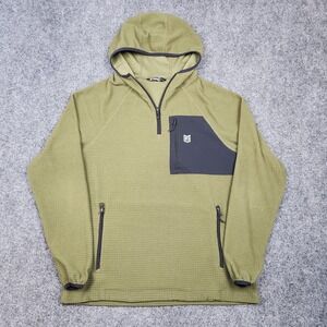 Freedom Industries Hoodie Mens Small Green Grid Fleece Quarter Zip Pullover